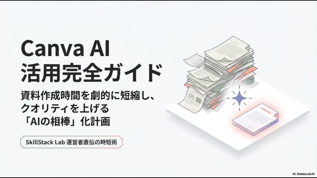 Canva AIを活用して資料作成時間を劇的に短縮しクオリティを上げるための活用完全ガイド表紙