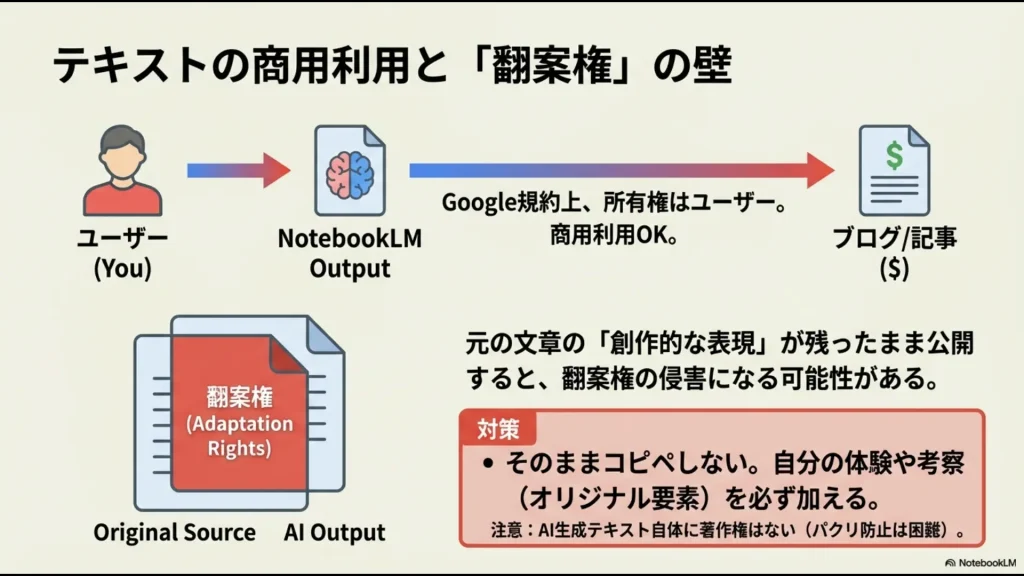NotebookLMの出力物をそのままコピペせず、独自の考察を加える必要性を示す図