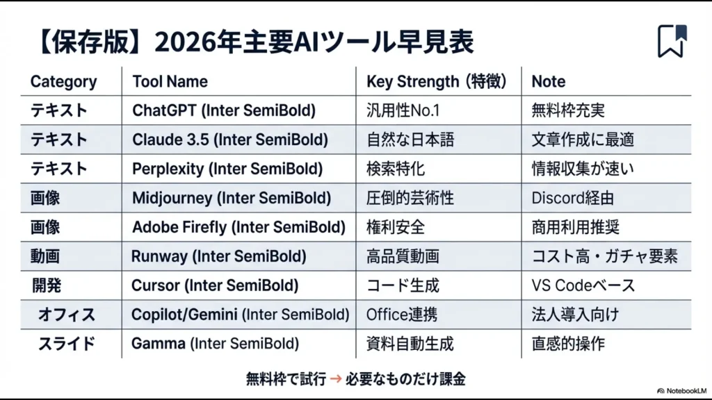 各ツールの強みを活かして自分専用のAIチームを構築するコンセプト図