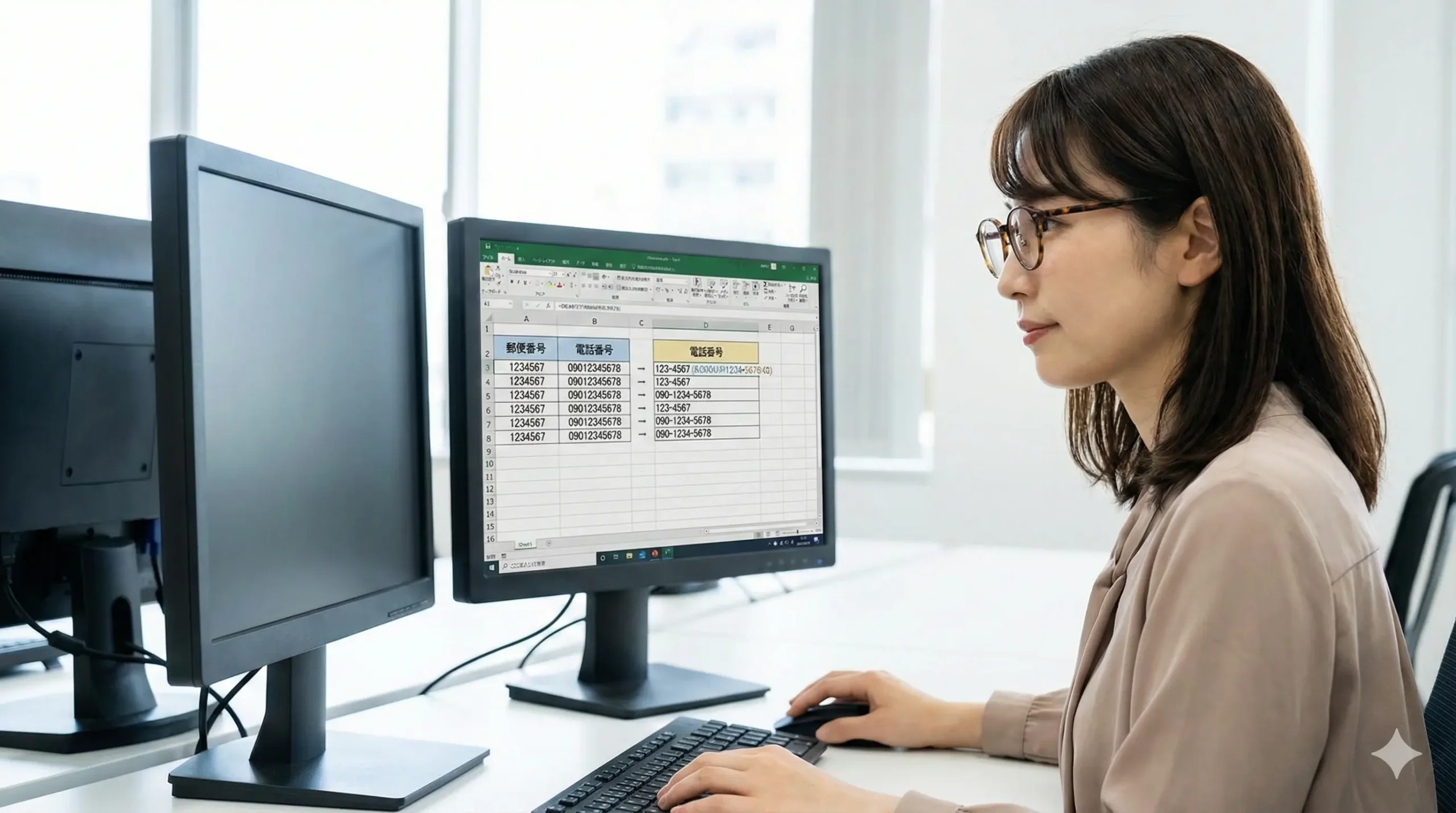 エクセルでハイフンを入れる関数！郵便番号や電話番号を一括変換