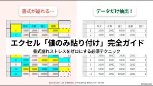エクセルの書式崩れを防ぎデータだけを抽出する値のみ貼り付けガイドの表紙