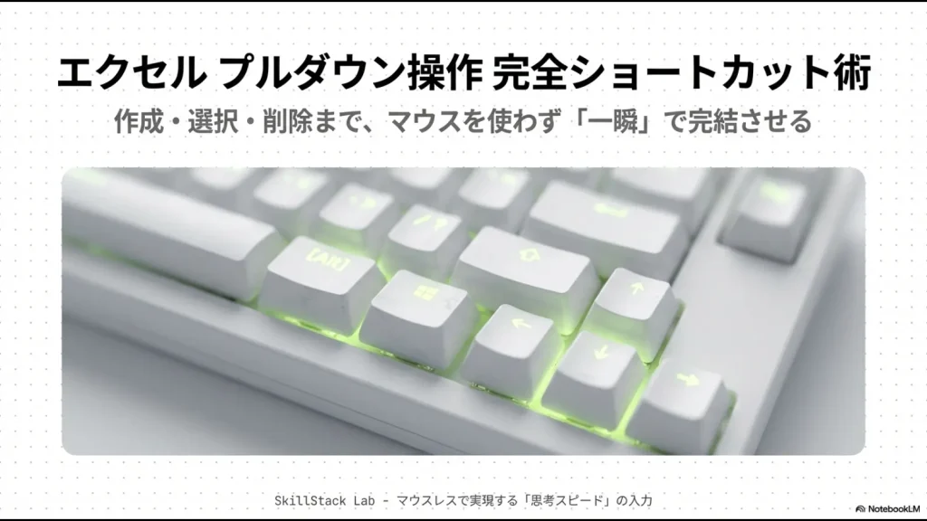 マウス操作による視線移動と手の持ち替えが集中力を中断させ、年間で膨大な時間の損失につながることを説明する比較図
