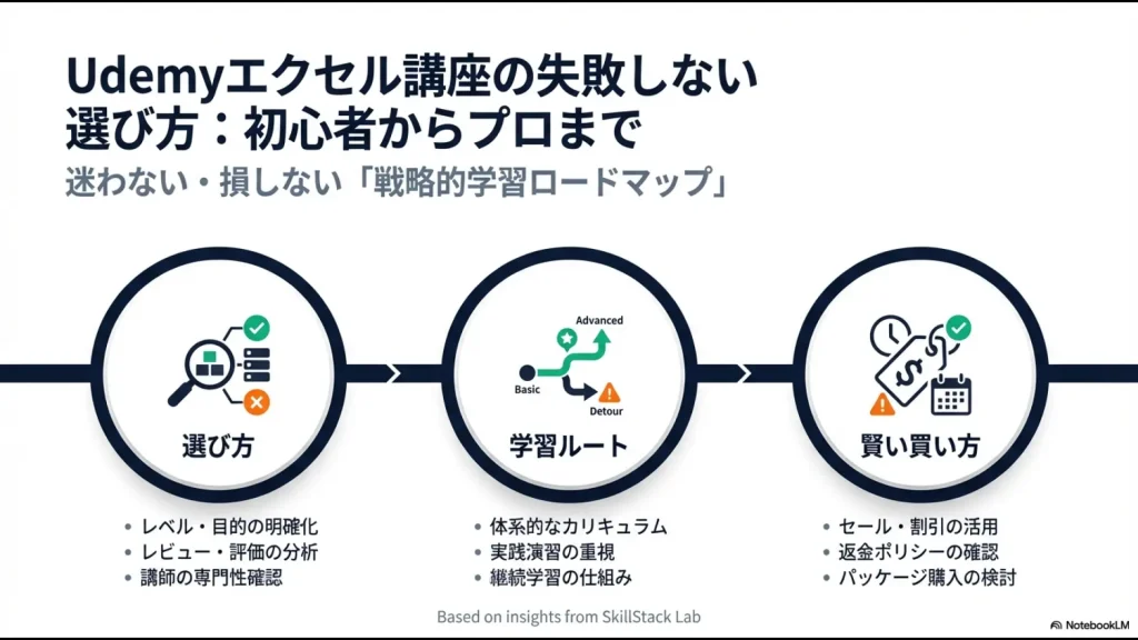 初心者からプロまで対応したUdemyエクセル講座の選び方と戦略的学習ロードマップの表紙