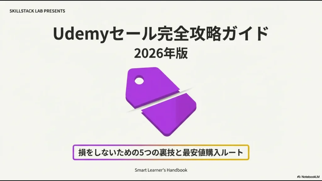 Udemyセールの最安値購入ルートを解説するSkillStack Labの攻略ガイド表紙