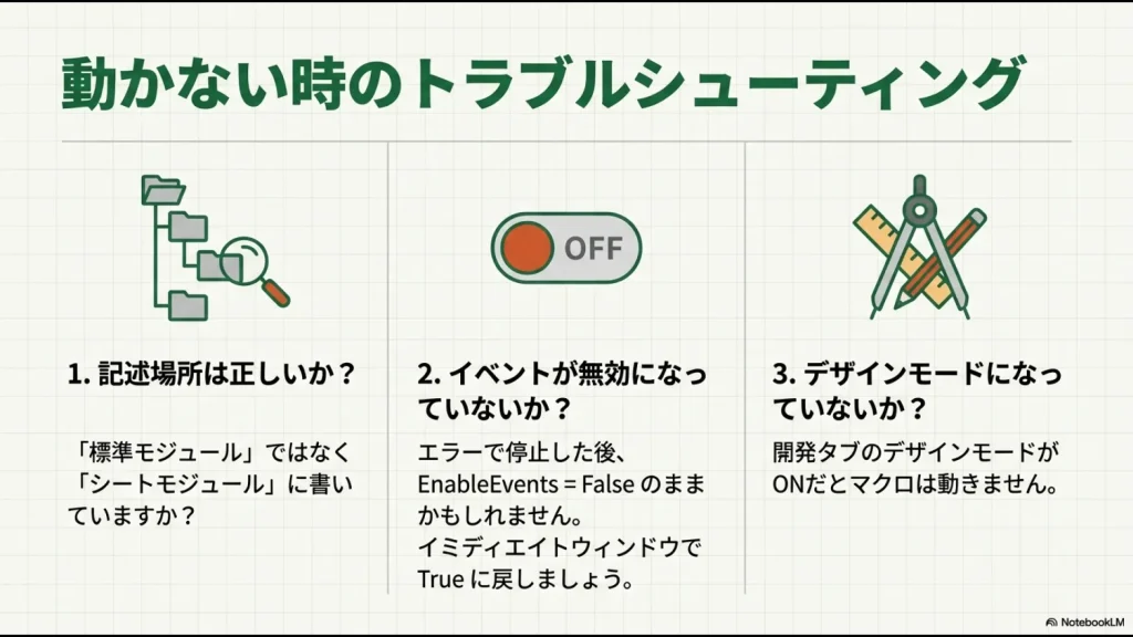 マクロが動かない時のチェックリスト