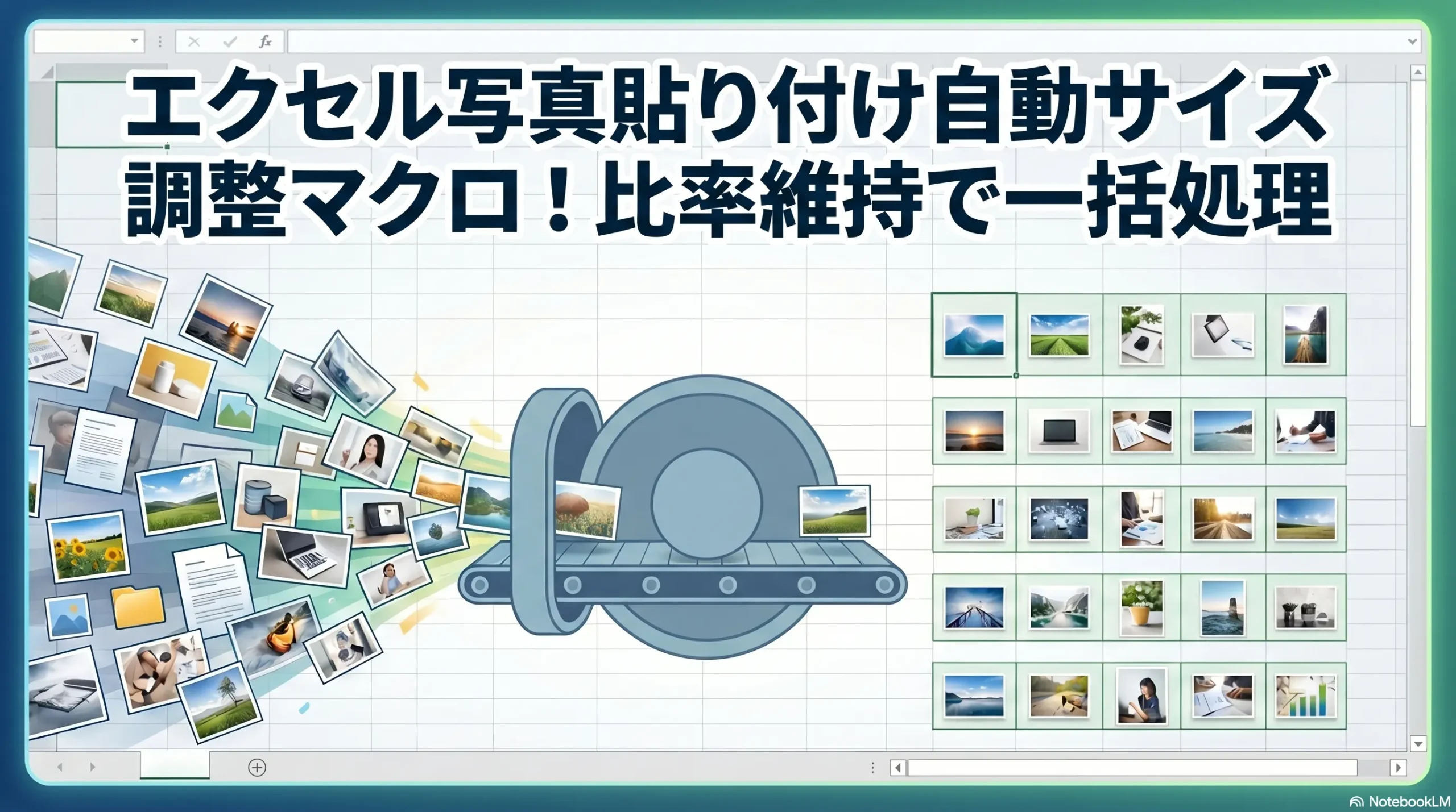 エクセル写真貼り付け自動サイズ調整マクロ！比率維持で一括処理