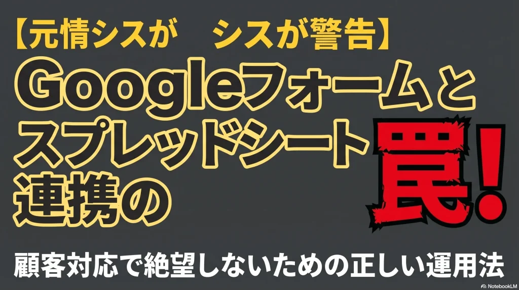 【元情シスが警告】Googleフォームとスプレッドシート連携の罠！顧客対応で絶望しないための正しい運用法