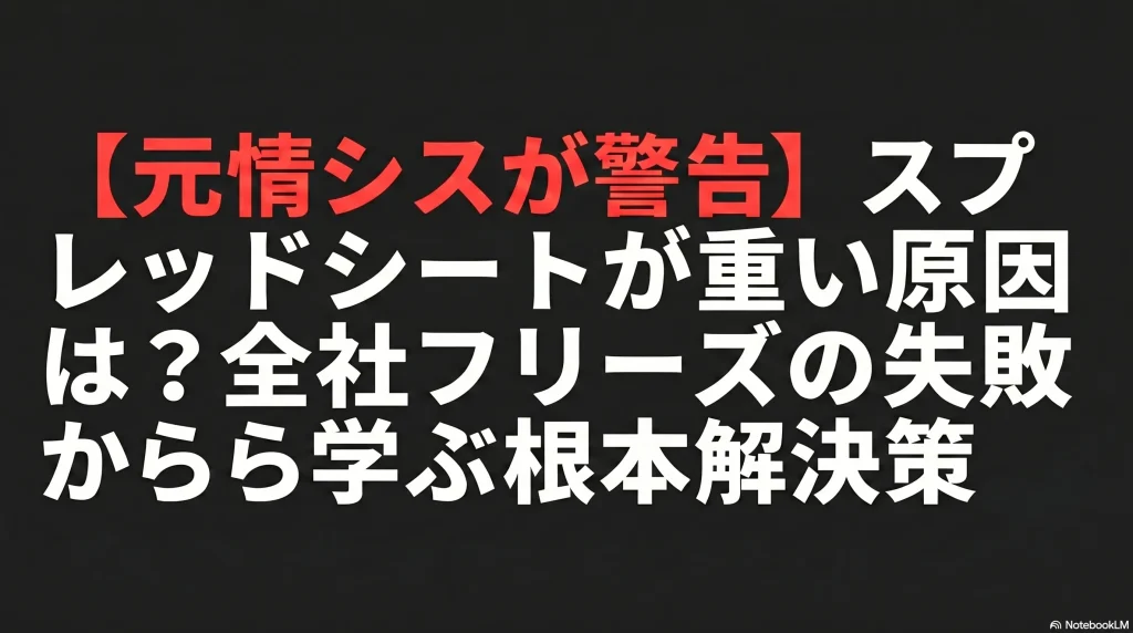 【元情シスが警告】スプレッドシートが重い原因は？全社フリーズの失敗から学ぶ根本解決策