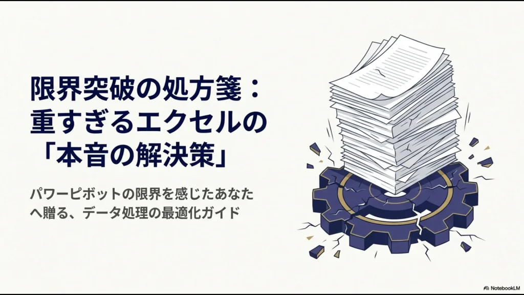 重すぎるエクセルを解決するためのスライド表紙