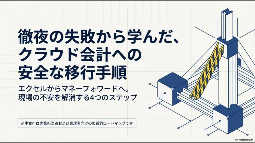 エクセルからマネーフォワードへ安全に移行するための4つのステップを解説するロードマップの表紙