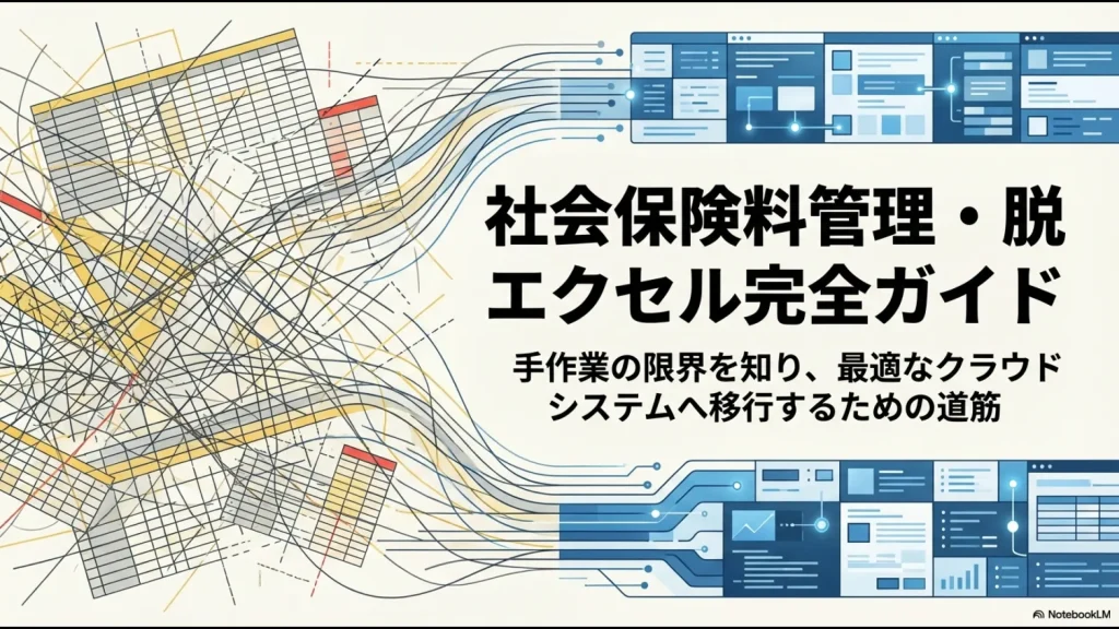 社会保険料管理をエクセルからクラウドシステムへ移行するための完全ガイドの表紙スライド