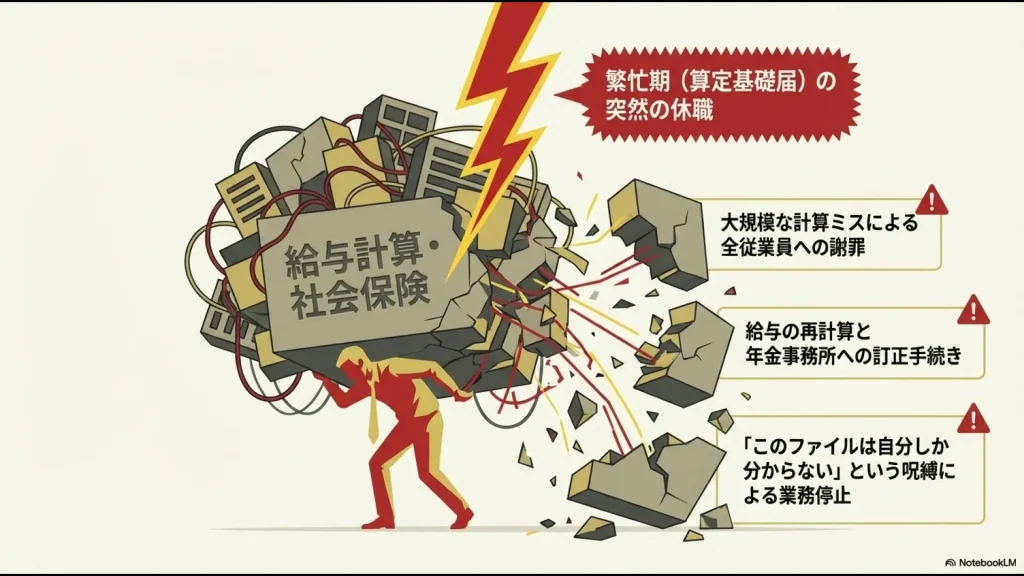 繁忙期の担当者不在により、大規模な計算ミスと謝罪、再計算、訂正手続きが発生した実体験の解説スライド