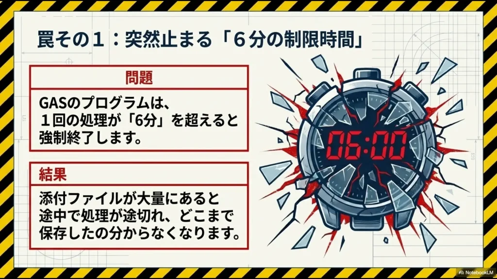 自動化の仕組みを理解せずに動かすことで発生するトラブルへの警告イメージ