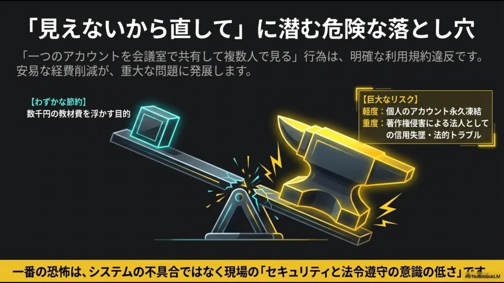 DRMに衝突するスクリーンショットと、タイムスタンプで効率的に復習できる標準メモ機能の比較