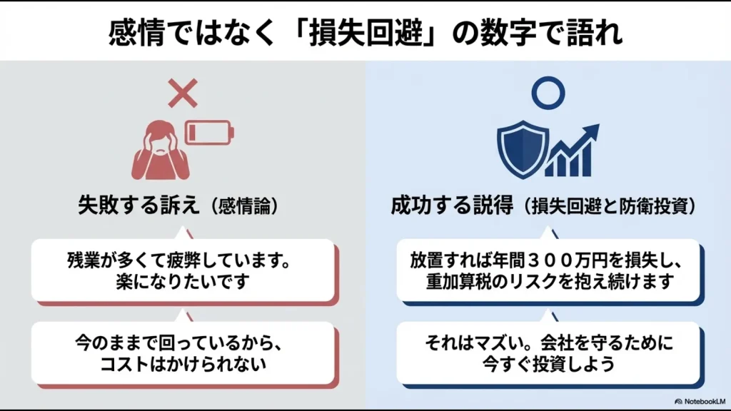 失敗する感情的な訴えと、成功する損失回避・防衛投資に基づいた説得方法の比較