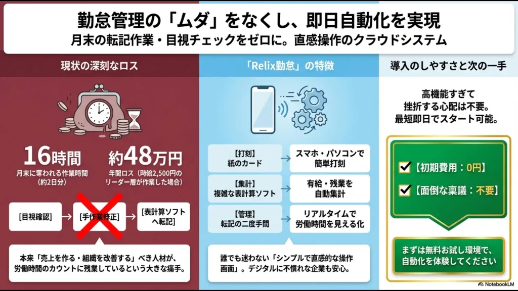 Relix勤怠導入で確実な勤怠管理を実現