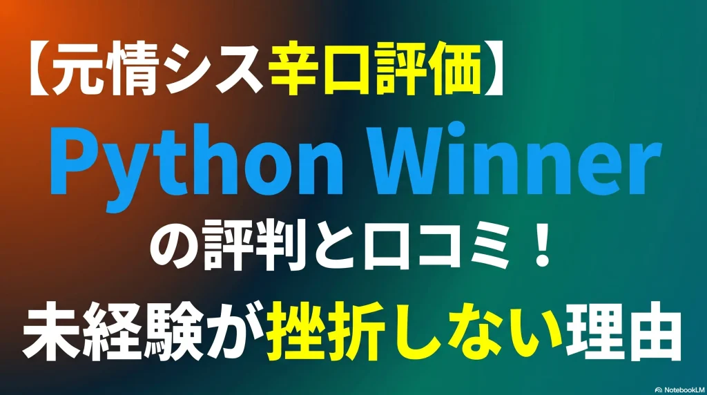 【元情シス辛口評価】Python-Winnerの評判と口コミ！未経験が挫折しない理由