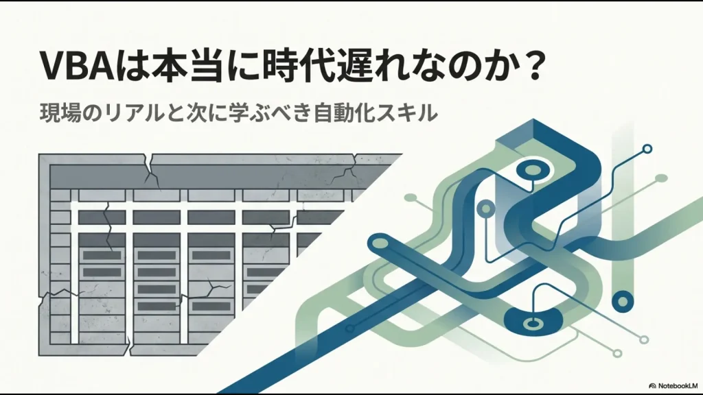 ひび割れたエクセルの表から流線型のモダンなネットワークへとつながる抽象的なイメージ