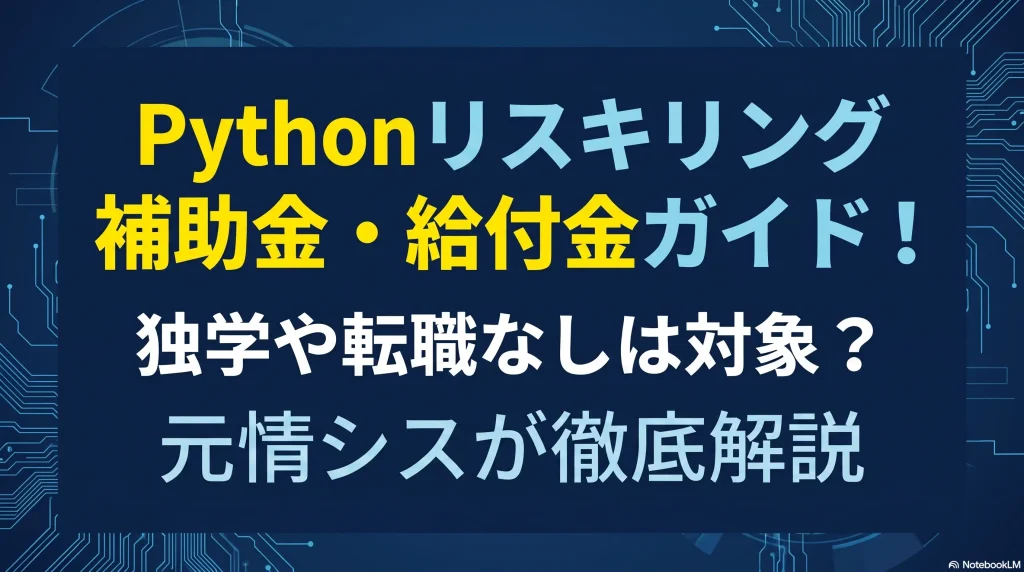 Pythonリスキリング補助金・給付金ガイド！独学や転職なしは対象？元情シスが徹底解説
