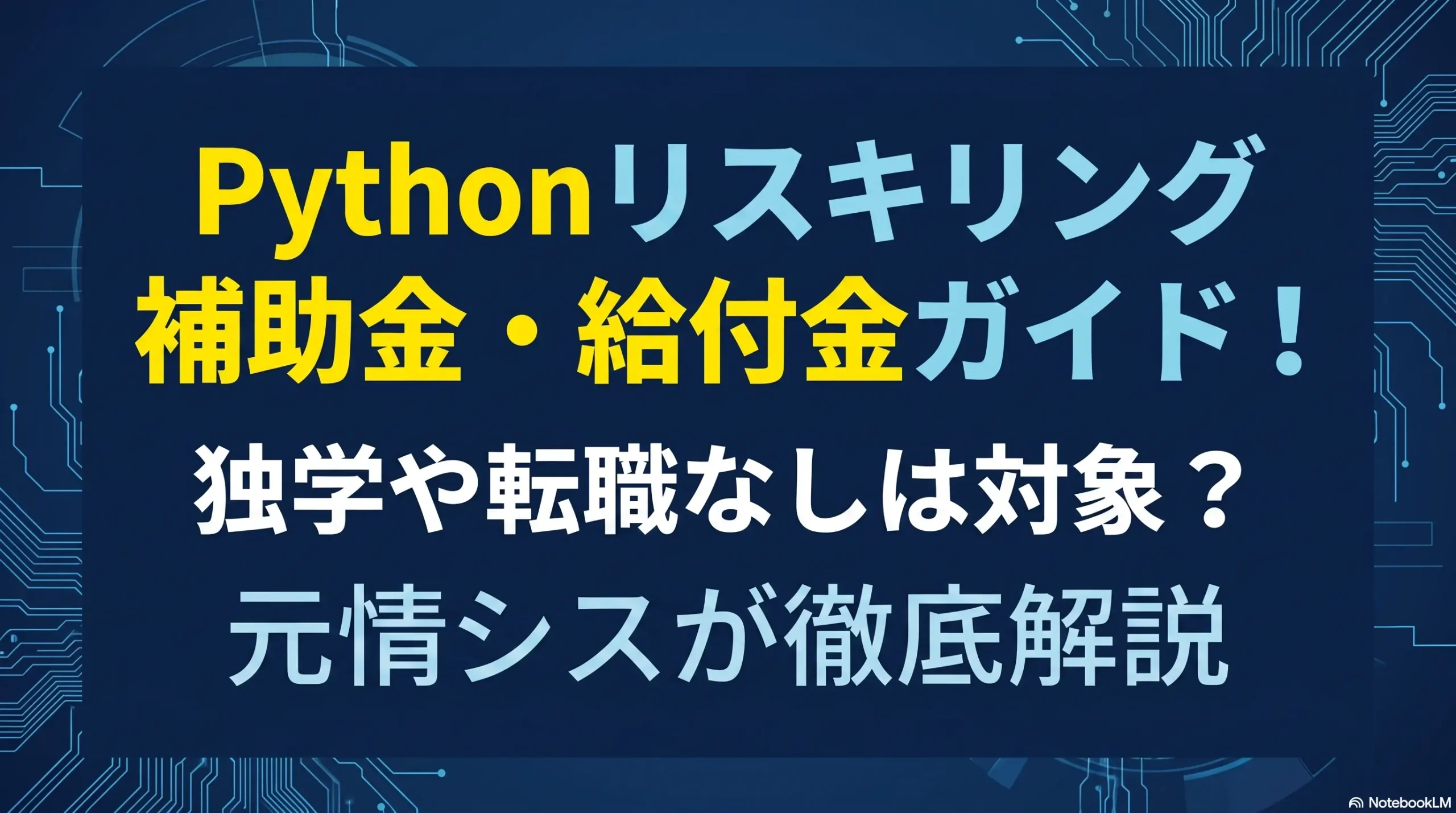Pythonリスキリング補助金・給付金ガイド！独学や転職なしは対象？元情シスが徹底解説