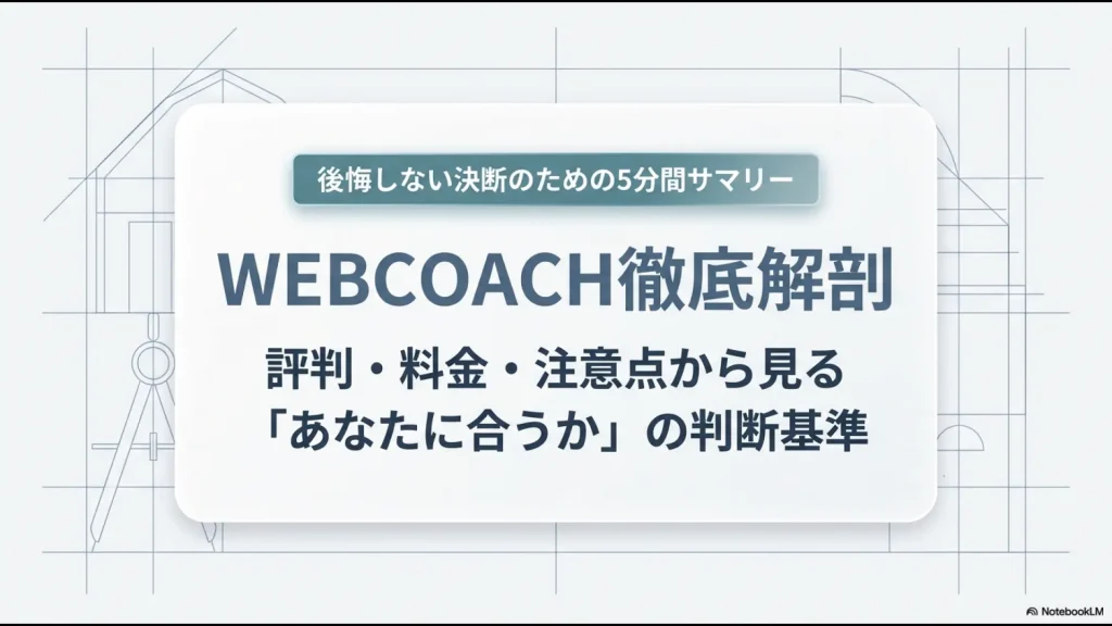 WEBCOACHの評判・料金・注意点から自分に合うかを判断するための解説スライド