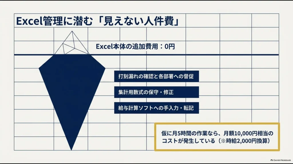 Excel勤怠管理で発生する打刻確認・集計・給与転記などの見えない人件費
